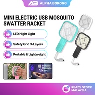 Alpha Borong Mini Electric Mosquito Swatter Outdoor Fly Killer Portable LED Insect Racket Bug Zapper