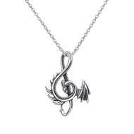 Be Confident Like a Dragon Dragon Necklace, Personalized Dragon Music Note Pendant Necklace, Vintage