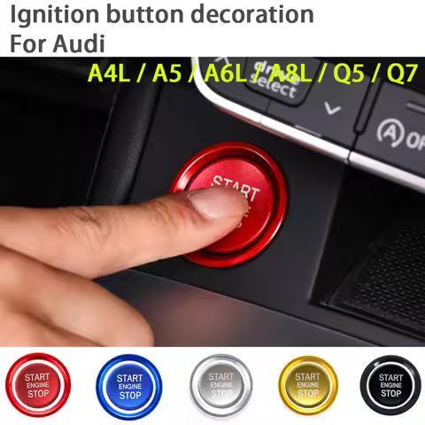 Car Ignition Switch Engine Start-stop Button Decoration Patch Trim Ring For Audi Q5 Q7 A8L A5 A6L A4