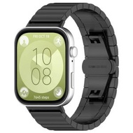全城熱賣 - 適用於華為 Watch Fit3 Kalebol 一珠實心不銹鋼錶帶（黑色）