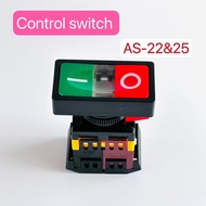 สวิตช์ปุ่มกดคู่ แบบสตาร์ท-หยุด 22/25mm ปุ่มควบคุม กดติดปล่อยดับ มีไฟโชว์ 220V Control Switch รุ่น AS-22&amp;25