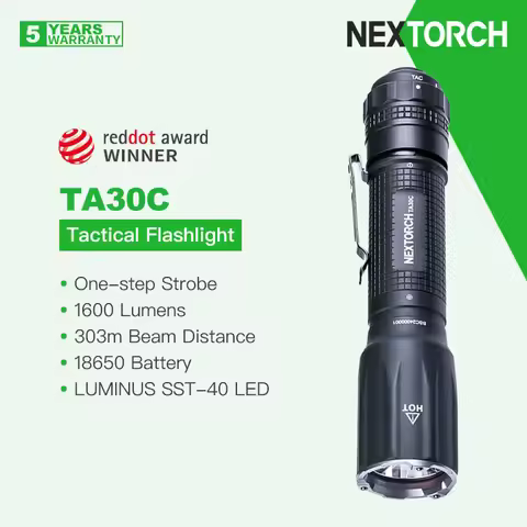 Nextorch TA30C Rechargeable Tactical Flashlight,1600 Lumens 303m Beam,18650 Battery,Anti-Interferenc