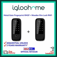 Igloohome Rim Lock Metal Gate Fingerprint (RM2F) + Wooden Door Rim Lock (RW1) (Free Installation)