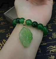 Nine Tailed fox jade stone over all good charm bracelet