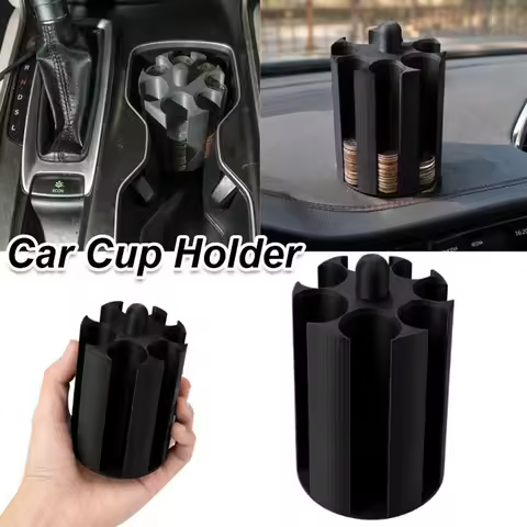 1pc Car Cup Holder Coin Organizer, Cylindrical Storage for Standard Cup Holders with 7 Dedicated Slo