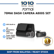 [Global Version] 70mai Dash Cam A800S + Rear Cam Set | 4K Ultra HD Video | Built-in Wifi and GPS | APP Enabled | Rear Camera - 1 Year Warranty