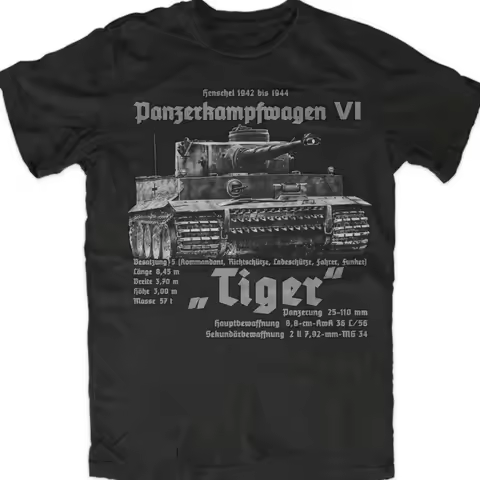 American WW2 Defense Force Tank Force King Tiger Tank T-Shirt. Summer Cotton Short Sleeve O-Neck Men