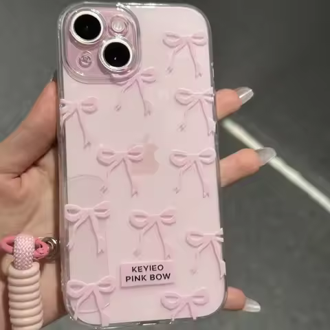 Korean Pink Ins Bow Phone Case For vivo V40 V30e V29e V27 V25 V23 Y28 Y03 Y17s Y100 Y36 Y27 Y16 Y19s