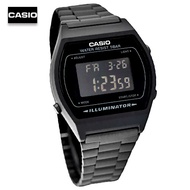 Velashop นาฬิกาข้อมือผู้หญิงคาสิโอ ดิจิตอล CASIO Standard Digital สายสแตนเลส สีดำ กระจกดำ รุ่น B640WB-1BDF, B640WB-1B, B640WB, B640