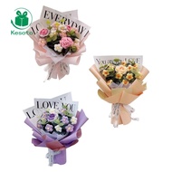 Kesoto Crochet Flower Bouquet Fadeless Faux Flower Artificial Flower Engagement Gift