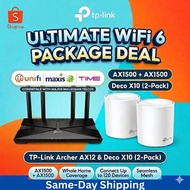 [TP-Link WiFi 6 Super Bundle] TP-Link AX12 with Deco X10 (2 Pack) AX1500 WiFi 6 Router Whole Home AI