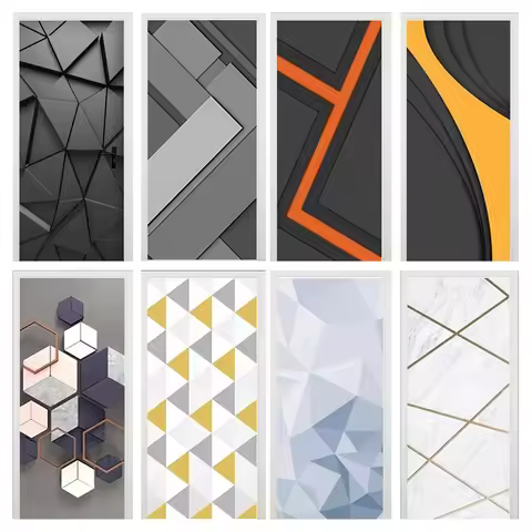 3D Door Sticker PVC Modern Geometric Pattern Decoration Wallpaper Home Door Sticker