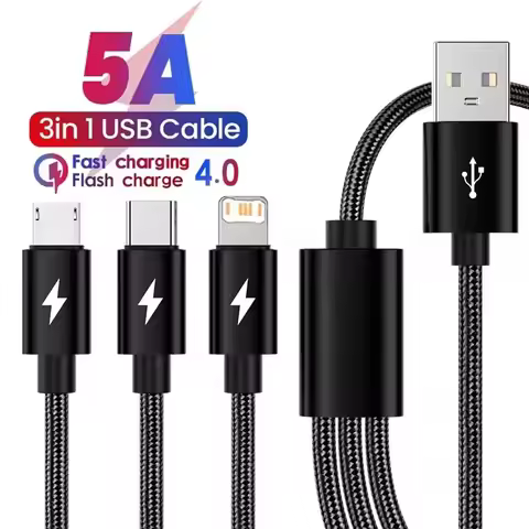 3 in 1 USB Fast Charging Cable For iPhone 14 13 12 Type C Micro USB Huawei Mate 60 70 Xiaomi Redmi S
