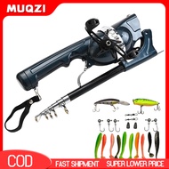 Folding Fishing Rod with Spinning Reel Built-in 80M Line Ergonomic Handle Portable Telescopic Fishin