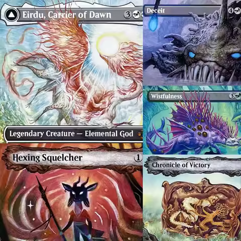 ECL HOLO21/001 Tcg proxy Deceit magic cards Overgrown Tomb Eirdu, Carrier of Dawn Wistfulness Bloom 