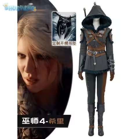 Ciri Witcher 4 Cosplay The Costume Cirilla Fiona Elen Riannon Women Fantasia Uniform Shoes Cloak Pro