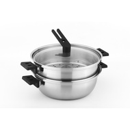 Buffalo 牛头牌 S/S 304 28CM Steamer Pot Set with Glass Lid, BL14