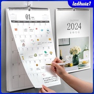 [Lzdhuiz1] Coil Wall Calendar with Hook 2024 Wall Calendar for Holiday Home Living Room