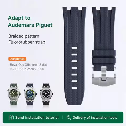 Braided Textured FKM Fluororubber 28mm Rubber Watchband For Audemars Piguet Strap For AP Royal Oak O