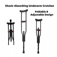 SHOCK-ABSORBING ALUMINUM UNDERARM CRUTCHES | TONGKAT KETIAK BOLEH LIPAT | 140-190CM ADJUSTABLE