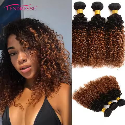 Tendresse 10A Ombre Curly Human Hair 3 Bundles 100% Mongolian Curly Hair Bundles 300 Gram Soft Remy 