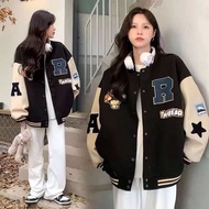 R-TW Korean Women's Varsity Baseball Jacket | Korean Style Baseball Varsity Jacket | Oversized Women
