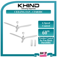 Khind 60" DC Ceiling Fan CF683DC (Matte White) 2 UNITS COMBO Kipas Syiling with 6-Speed Control