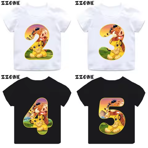 The Lion King Cute Simba Print Girls Clothes 1 2 3 4 5 6 7 8 9 Years Birthday Cartoon Kids T shirt B