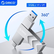 ORICO 512GB 1TB 2TB USB 3.2 Flash Drives 10Gbps Dual Port USB A Type C Pendrive Metal External Memor