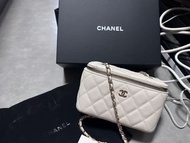 Chanel Vanity Case white白色 長盒子 白金章