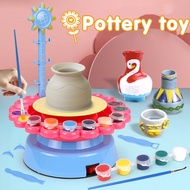 【Ready stock】Kids Pottery Wheel heel Toys DIY Pottery toy Craft Kit AirDry Clay Refill 12 Color Paint Toy Education Activity Children Seni Tembikar Tanah 陶土机