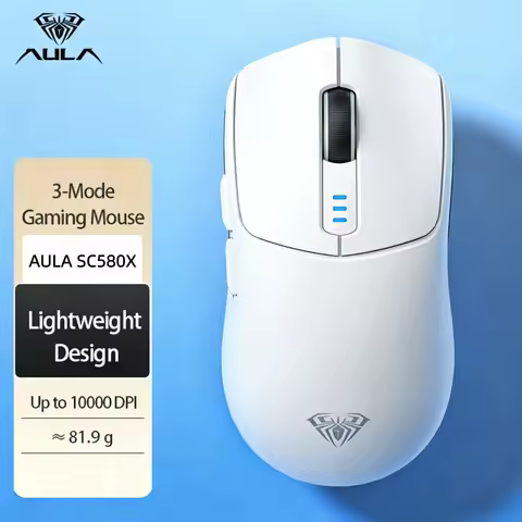 AILA SC580X Mouse, 10000 DPI, 1000Hz, 500mAh, 3-mode (2.4Hz/BT/wireless), ergonomic mouse, suitable 