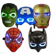 Super Heroes Hulk Batman Captain America Spiderman Iron Man Figures LED Mask Toy