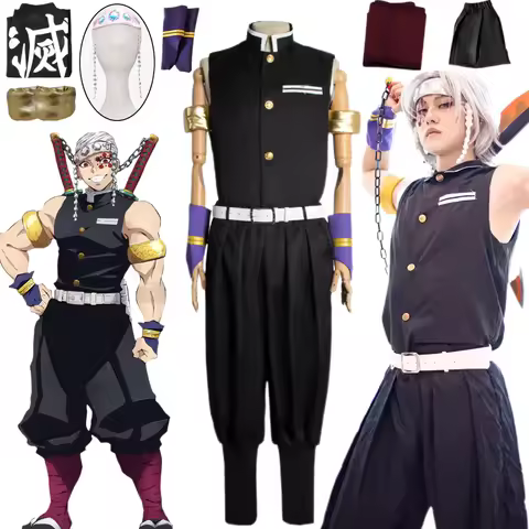 Anime Uzui Tengen Cosplay Costume Demon Killer Team Uniform Men Carnival Clothes Headwear Uzui Tenge