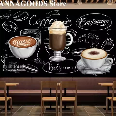 Custom Smooth and Mellow Coffee Blackboard Wallpaper Mural Cafe Bar Western Restaurant Backdrop 3d S