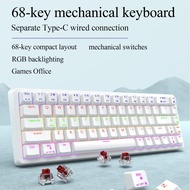 68 Key Mechanical Keyboard Wired, Red Switch Linear Quiet, RGB Backlight Gaming Keyboard, Anti-Ghost
