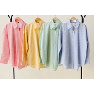 KATUN KEMEJA Basic striped striped striped cotton blue series shirt ld124-xxL oversize kampun9an ori