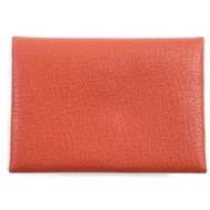 全新愛馬仕 Calvi Duo Brick Chevre Mysore 皮革零錢包，銀色五金配件，雙印章，含原廠盒，法國製造，男士款