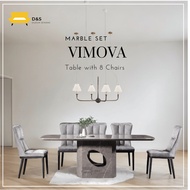 (PRE ORDER - ARIVE JUNE 2024)VIMOVA 2.1M Nordic Trend Marble Dining Set 8 SEATER / Set Makan Batu Marmar 8 kerusi