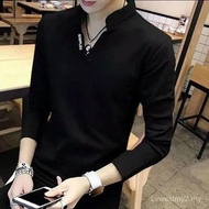 High quality cotton] men's long sleeve shirt T men's T-shirt polo men's shirt T men's T-shirt high q