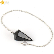 Hexagonal Pyramid Pendulum Natural Amethyst Jewelry Faceted Energy Pendulum Opal Couple Pendant DIY 