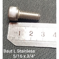 BOLT L 5/16 X 3/4 (S/S)