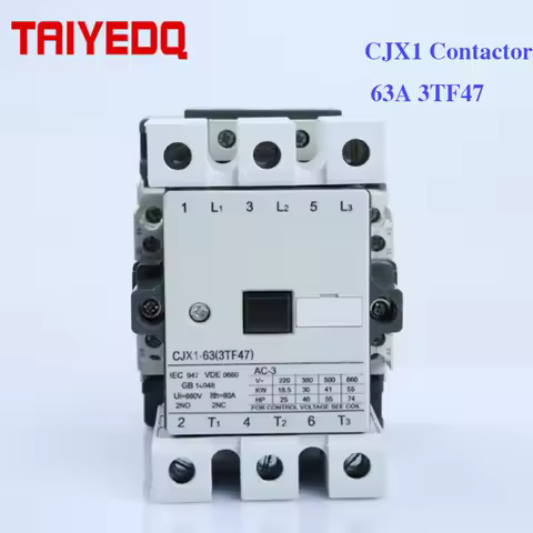 CJX1-63A AC Contactor CJX1-63/22 3TF47 Electric Magnetic Contactor 3Pole Motor Contactores 24V 220V 