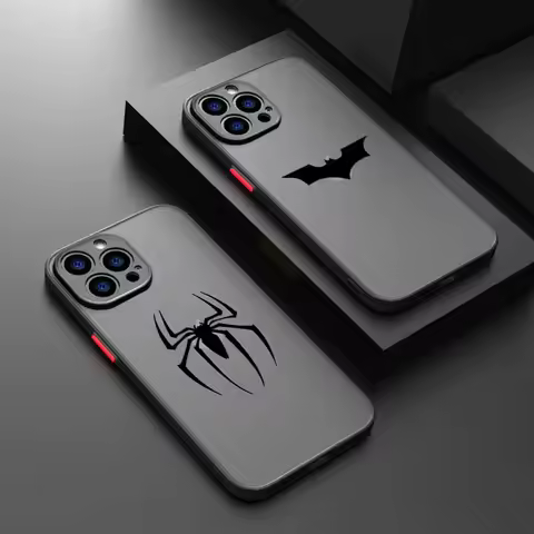 Spider-Man Iron Man LOGO For iPhone 17 Air 16E 16 15 14 13 12 11 8 7 mini Pro Max Plus Frosted Trans