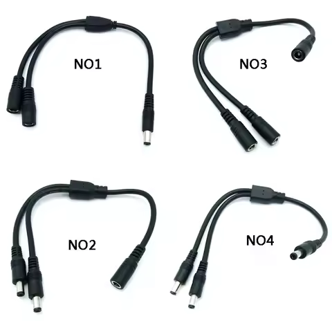 5.5mm*2.1mm 1 to 2 Connector Male to Female Plug DC Power Splitter Cable CCTV LED Strip Light Power 