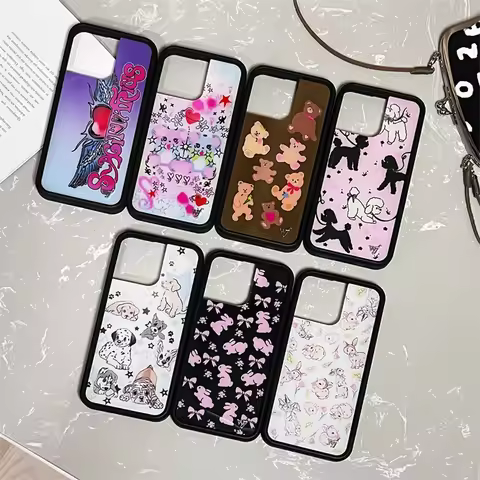 Wildflower Love Heart Bear Phone Case for iPhone 17 16 15 14 13 12 Pro Max 16Plus WF Fashion Teddy D