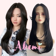 Lace FRONT wig AKEMI - CURTAIN BANGS Straight LAYER 60cm [wolfcut wig Women's Fake Hair Straight Long natural wig daily korea wolf cut]