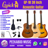 Gpick GP-10 38 inch Acoustic Guitar Beginner Truss Rod Cutaway Free Gift (Gitar Akustik)