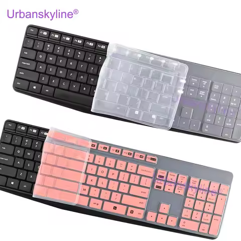 Keyboard Cover for Logitech K235 MK235 MK315 K375s Wireless Clear Transparent Black Silicone Protect