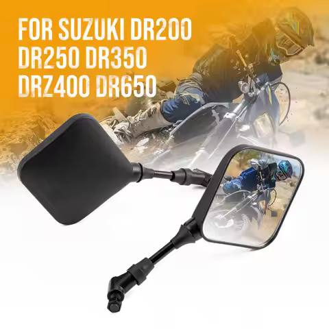 Black Dual Sport Motorcycle Rear View Mirror Rearview Side Mirrors for Suzuki DR 200 250 DR350 350 D